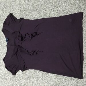 Dark Eggplant Ruffle Front Tee